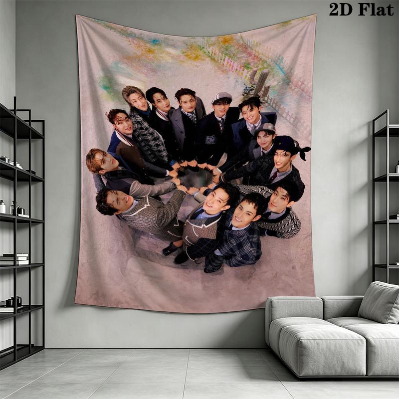 SEVENTEEN Wall Tapestry Aesthetic Wall Hanging Printed Fabric Blanket Decorative Tapestries for Bedroom Living Room Home Decor