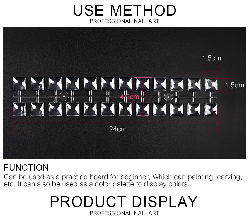 kads 24tips*2pcs Nail Art Display Board False Nail Tips Clear Acrylic Gel Polish Color Card Palette Nail Art Practice Tool