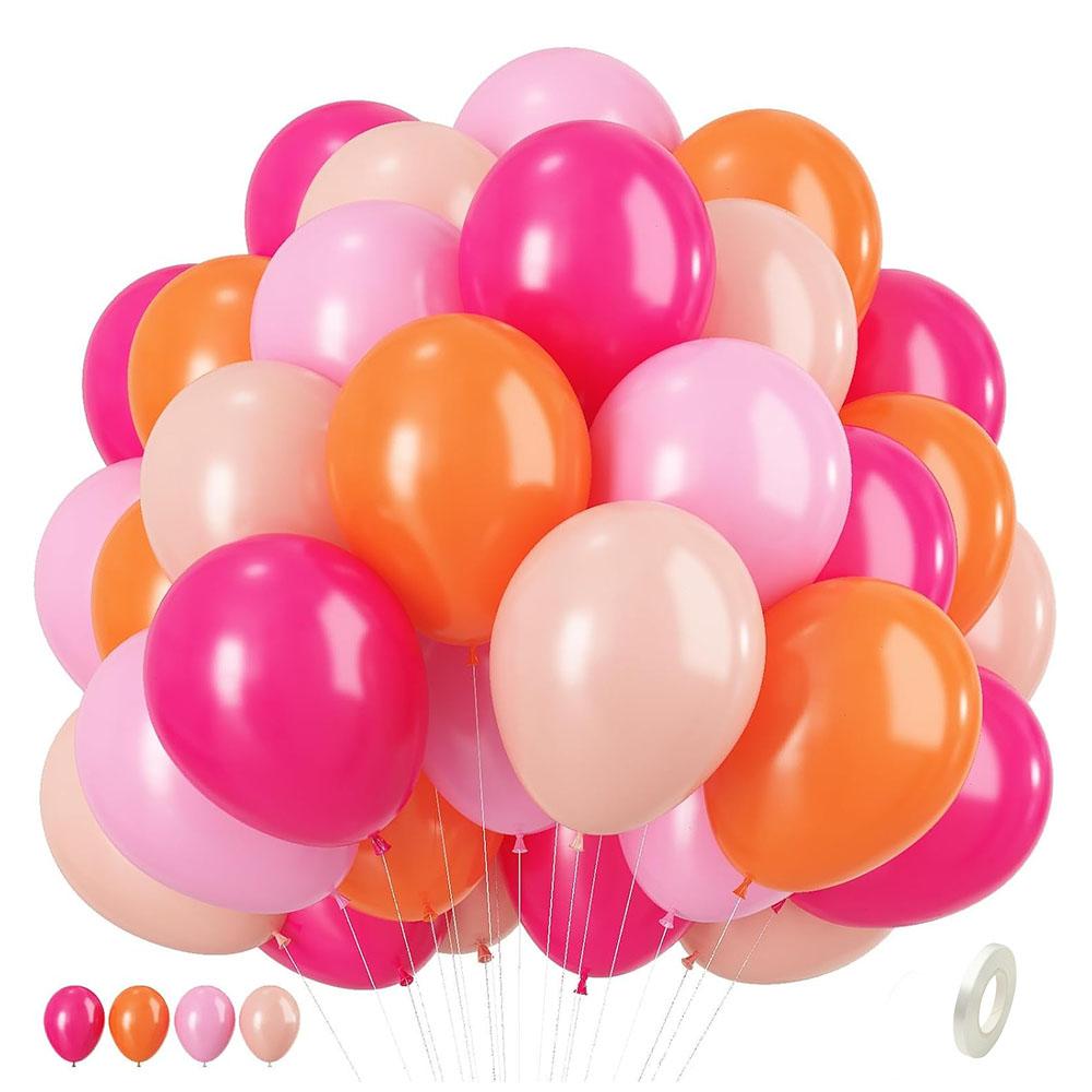 40pcs Hot Pink Orange Balloons, 10 Inch Latex Balloon for Birthday Bridal Shower Wedding Engagement Summer Party Decorations