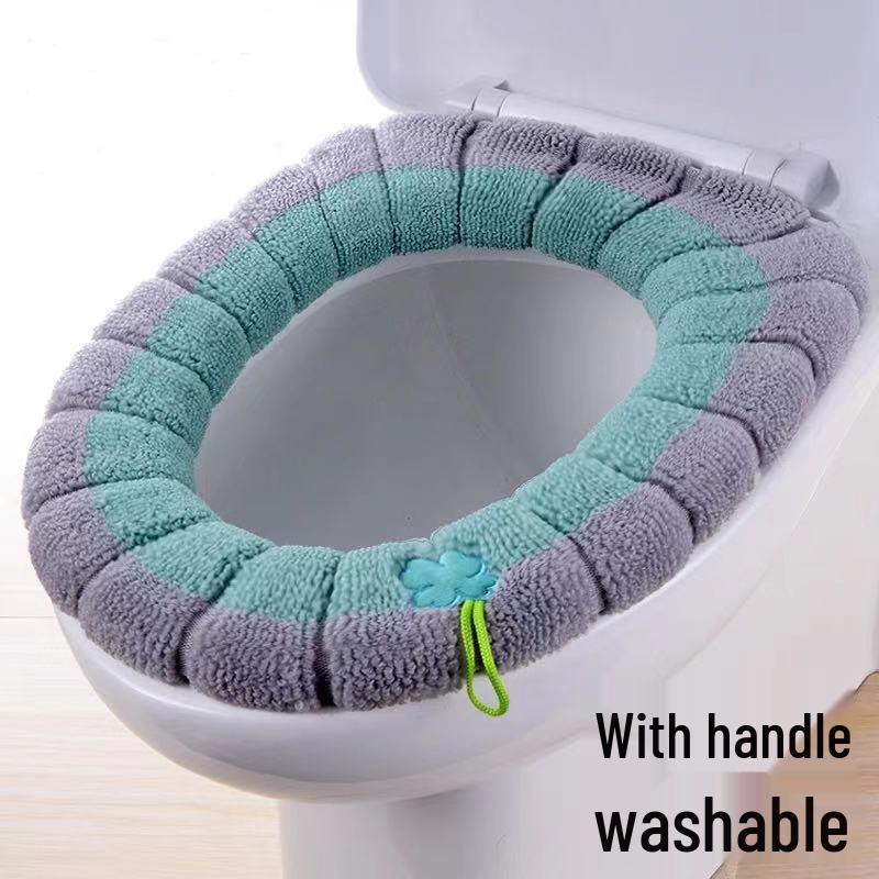 4-Piece Winter Toilet Seat Cushion Set - Cute, Thick, Washable, Ins Style