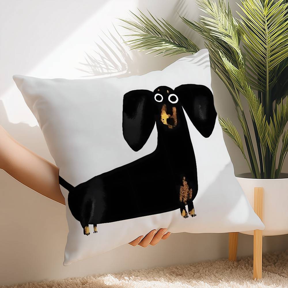 Cute Dachshund Dog Pillow Case Short Plush Print Cushion Cover Square Throw Pillow Covers Sofa Home Decor