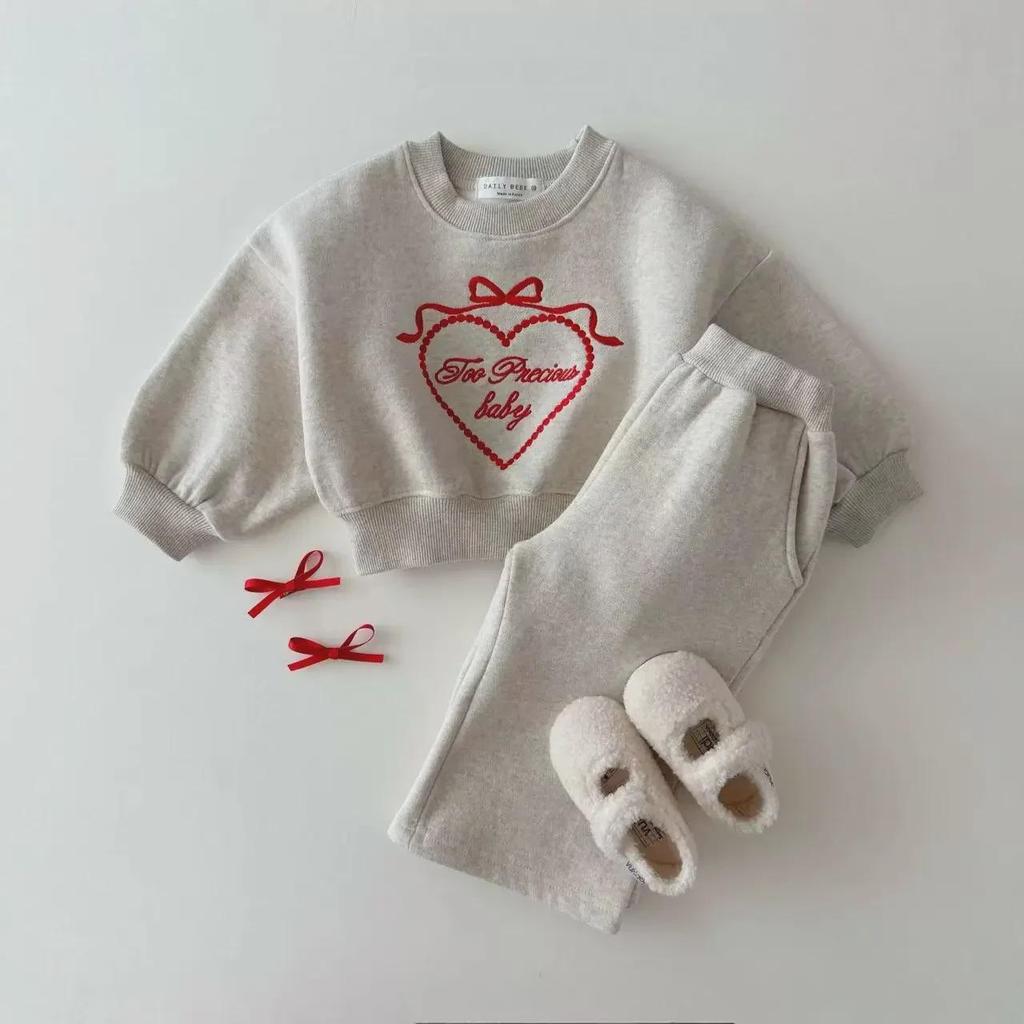 Sweet Korean Embroidered Bow Two-Piece Sweater Set for Women, Spring/Autumn