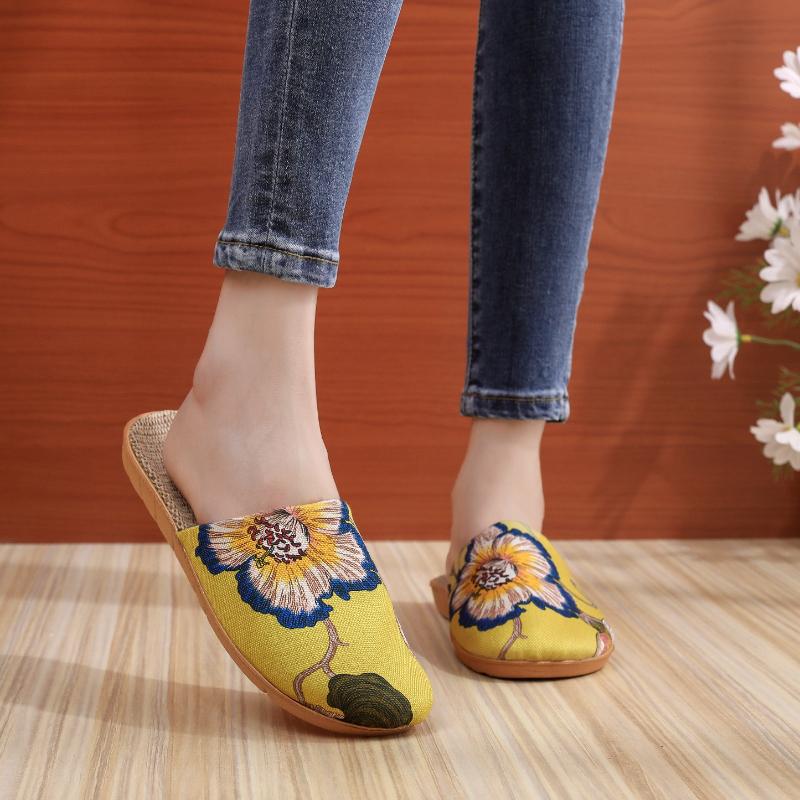 Damen Hausschuhe Blumenmuster Schuhe für Zuhause und Freizeit Indoor-Hausschuhe