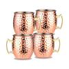 Leeseph Moscow Mule Mugs, Hammered Copper Cups with 304 Stainless Steel Lining, for Cold Drinks, Beer, Wine, Bars, Parties, Gift