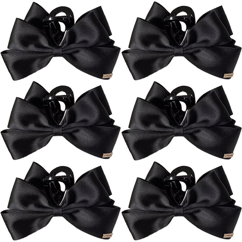 French Elegant Hair Clip Black Bow Claw Clip Hepburn Style Women Girl Back Of Head Tie Hairpin Fashion Hair Accessories