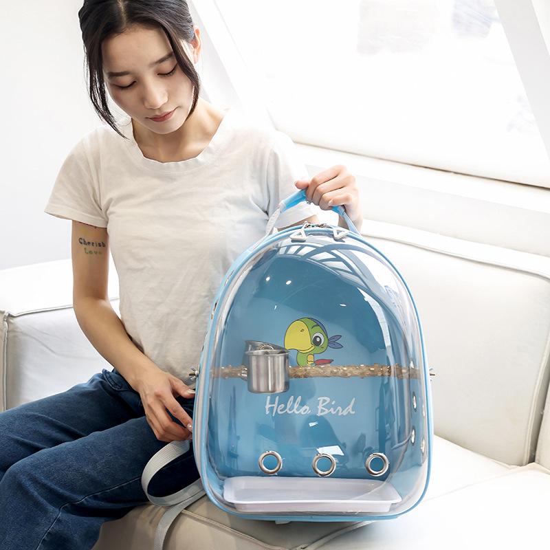 Bird bag Parrot bag Go out Backpack Transparent bird cage Porous Portable gray machine Xuanfeng tiger skin