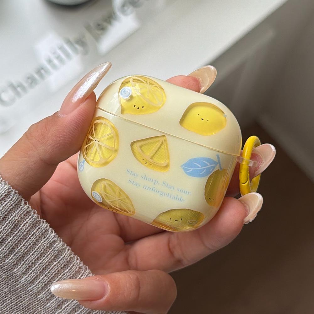 Jane Cute Yellow Lemon Gloss Soft Earphone Case for iPhone Apple AirPods Pro 3 2 1 4 Silicone Protection Cover With Pendant