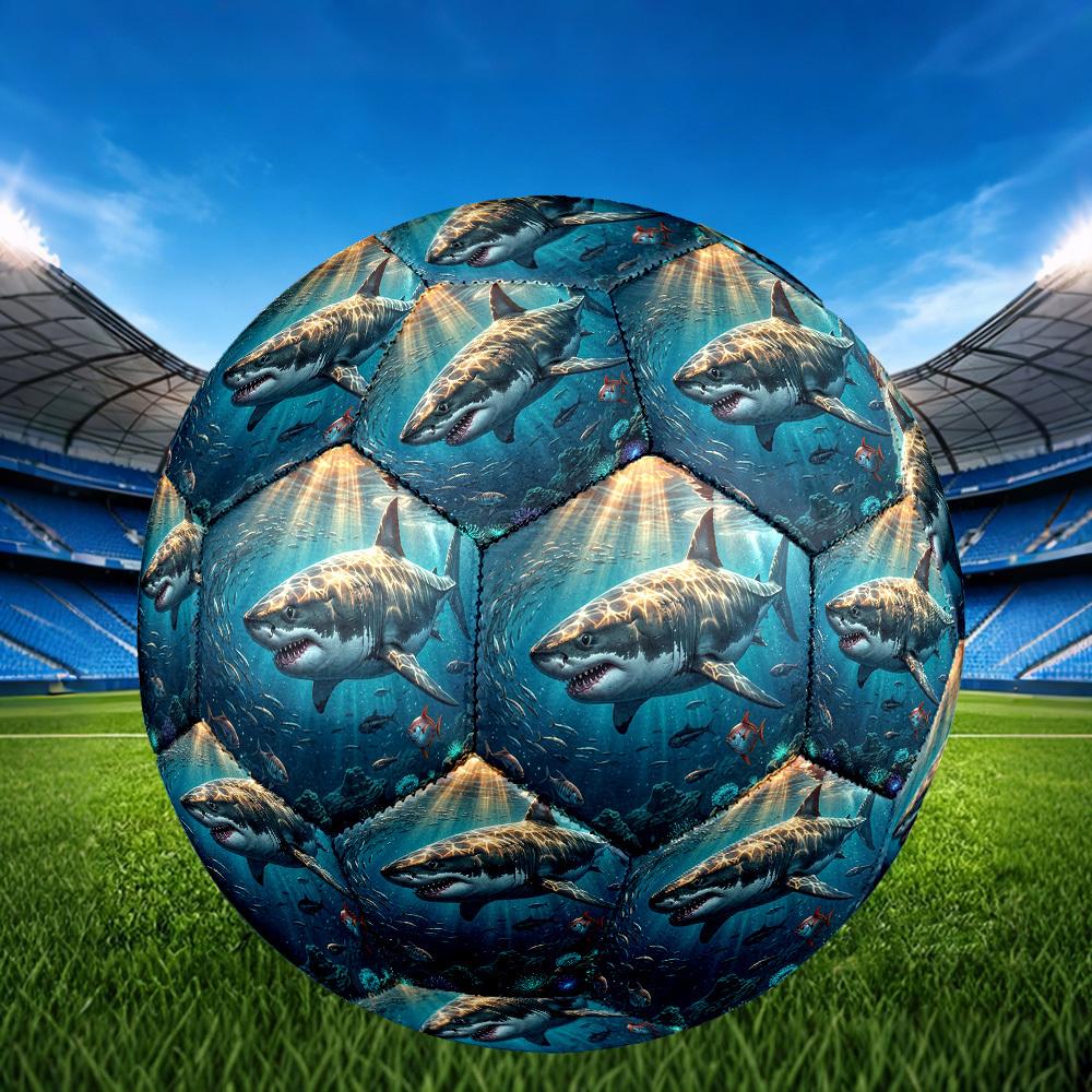 1pc Oceanic Predation Theme Soccer Ball Football, Size 5, Lightweight PVC, Durable Outdoor Training Soccer Ball, Gift M61481