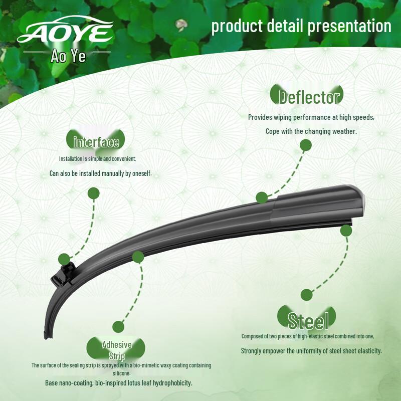 AOYE Universal Boneless Silicone Wiper Blades (Pair)