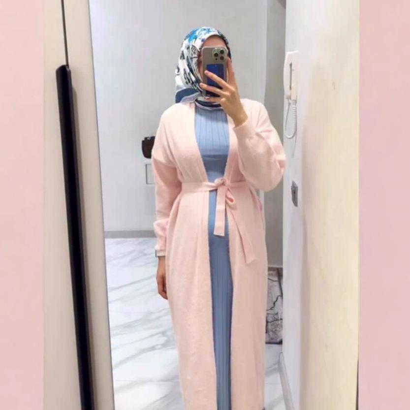 2025 Autumn Women's Loose Knitted Wool Dress & Long Sleeve Coat
