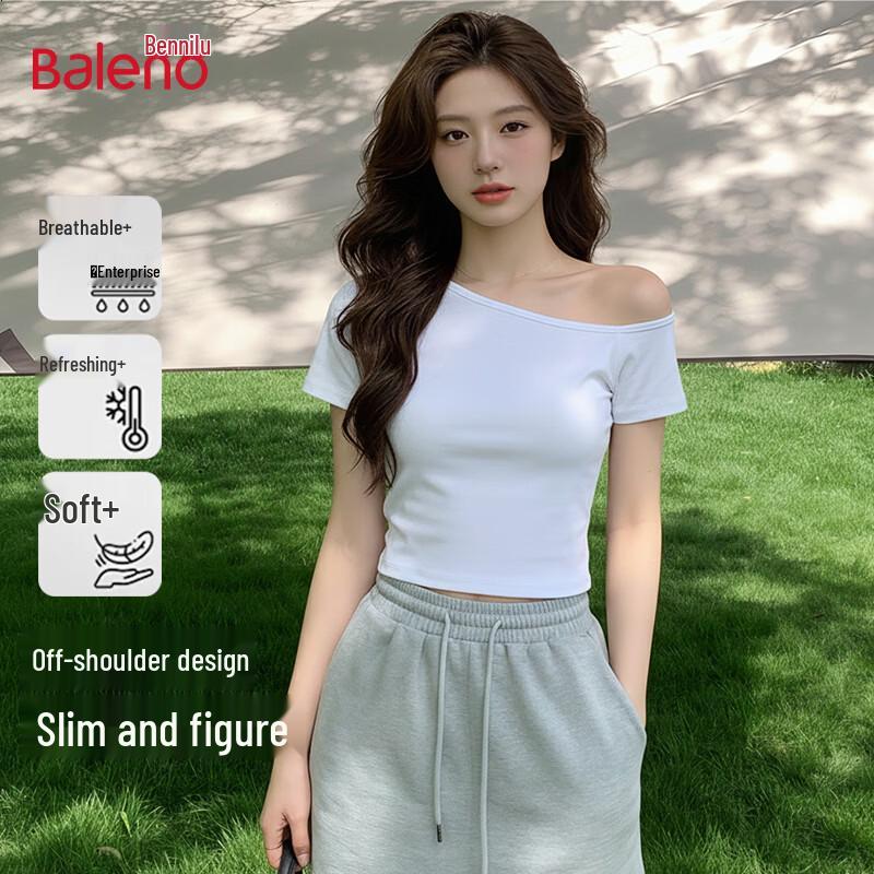 Baleno Women s Off-Shoulder Cropped T-Shirt M