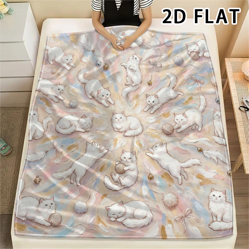 1Pc Vibrant Mandala Cats Print Flannel Blanket,High Quality Comfortable for All Seasons,Home Decor,Warmth and Comfort,Perfect for Christmas Gifts