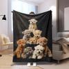 Cute Curlyhaired Teddy Bear Pattern Flannel Printed Blanket Suitable for All Seasons Suitable for Living Office Sofa and Travel