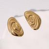Stainless Steel Geometric Oval Stud Earrings for Women Exaggerated Gold Color Metal Texture Personality Earrings Jewelry Gifts