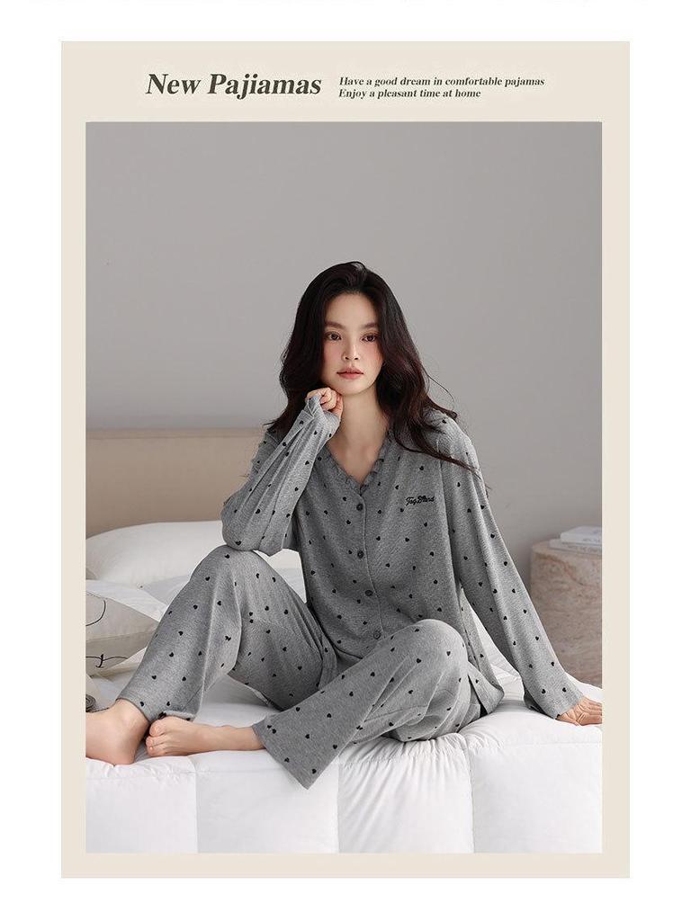 Women's Spring & Autumn Modal Pajama Set: Cardigan, Long Sleeve, Loose Fit, Plus Size