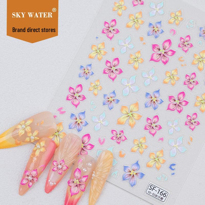 

SKY Multi-Style Wildflower Embossed Nail Art Stickers - Five-Petal Bellflower DIY Decoration