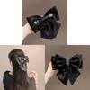 Romantic Rose Story Hair Clip With Satin Ribbon And Water Drip Rhinestones For Women