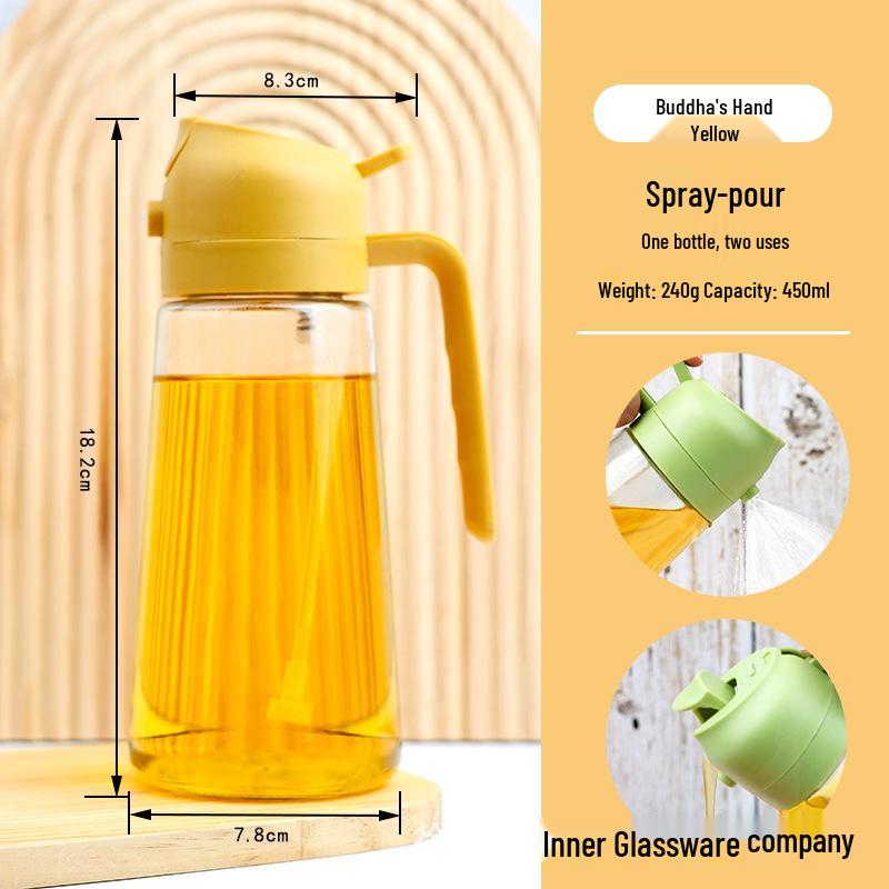 

Dual-use Glass Oil Dispenser with Large Caliber for Pouring & Spraying - Perfect for Grilling and Baking