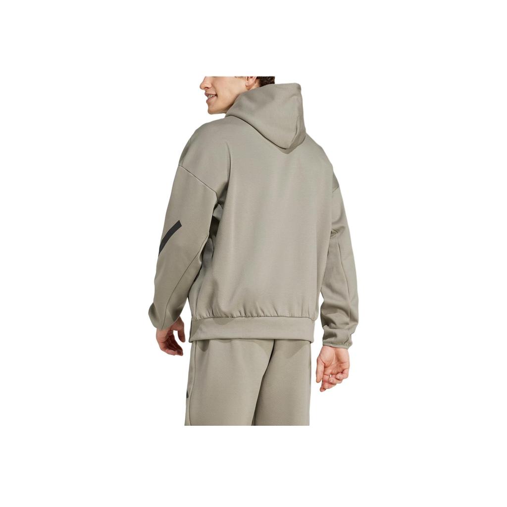 adidas Hanorac Zne Logo Brand Tricotat Față-Verso Confortabil Antrenament Hanorac cu Glugă Bărbați hanorace Maro JE3071