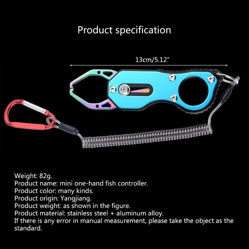 Portable Mini Fish Lip Gripper Stainless Steel Fish Holder Tool Grabber Fish Catcher with Coiled Lanyard Easy to Use