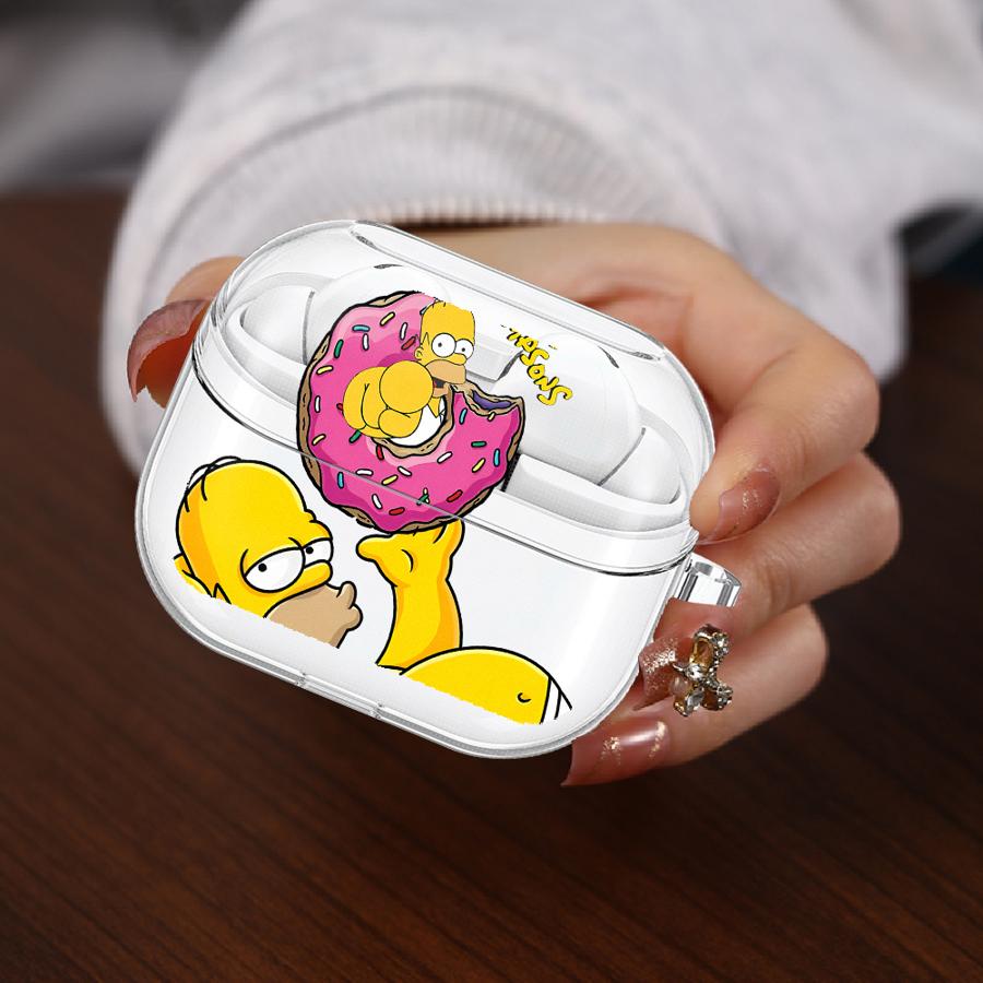 Clear Earphone Cases Cover With Hook Case For Samsung Galaxy Buds 4Pro 3Pro Live 4 Pro 2 2Pro 3 FE The S-simpsons