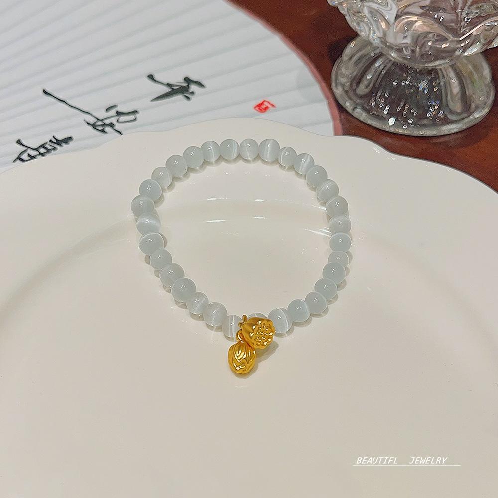 Sweet Fashion Creative Natural Stone Crystal Pearl Bracelet Light Luxury Niche National Wind Couple Bracelet Jewelry Women