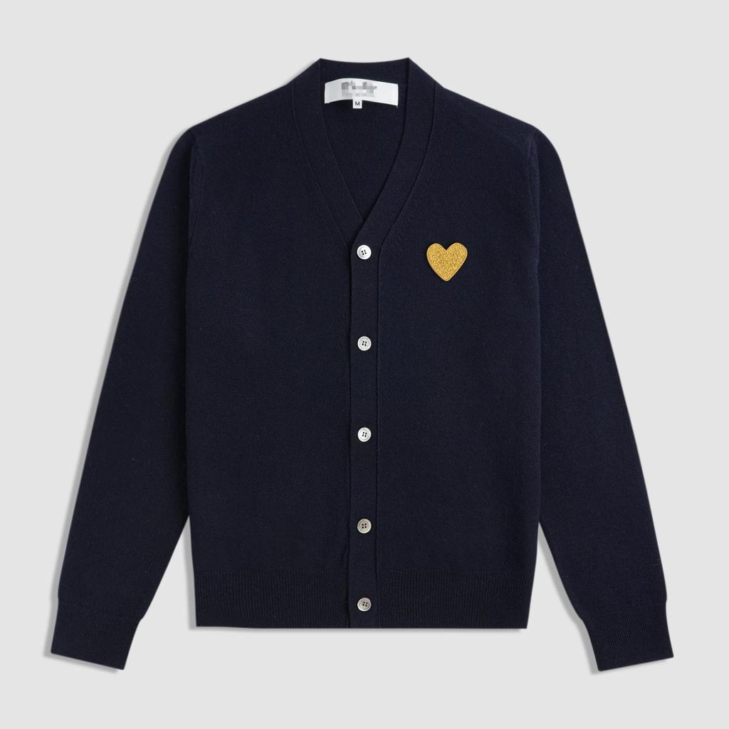 Premium Kawakubo Heart V-Neck Wool Cardigan - Couples' Style Play