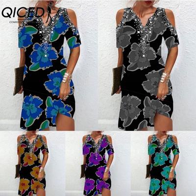 Women's Fashion Summer Spring Short Sleeve V-Neck Casual Dresses