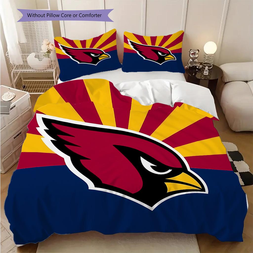 Arizona Cardinals Vzorovaná Sada Povlečení Prošívaná Přikrývka Povlak na Polštář Domácí Dekorace Narozeninový Dárek (1 * povlak na peřinu + 2 * povlak na polštář, bez jádra)