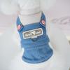 Dog Denim Jumpsuit Set Thick Fleece-Lined Warm Outfit Small Breeds Like Bichon Teddy