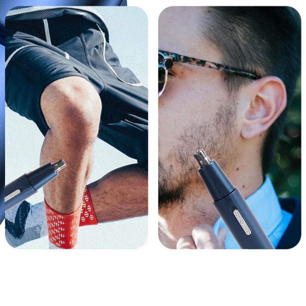 2 In 1 Electric Nose Beard Hair Trimmer Rechargeable Electronic Nasal Hair Cutter for Women Men Blue