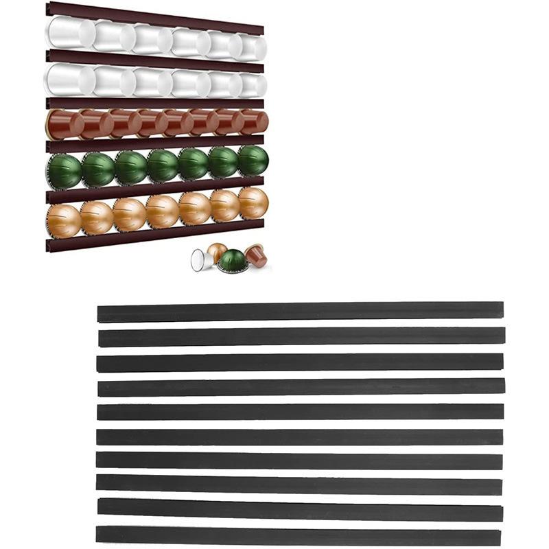 10 Pieces Coffee Pod Holder Set Stick On Fridge Organizer No Drill Wall Mount Storage Rack Modern Home Kitchen Display Shelf