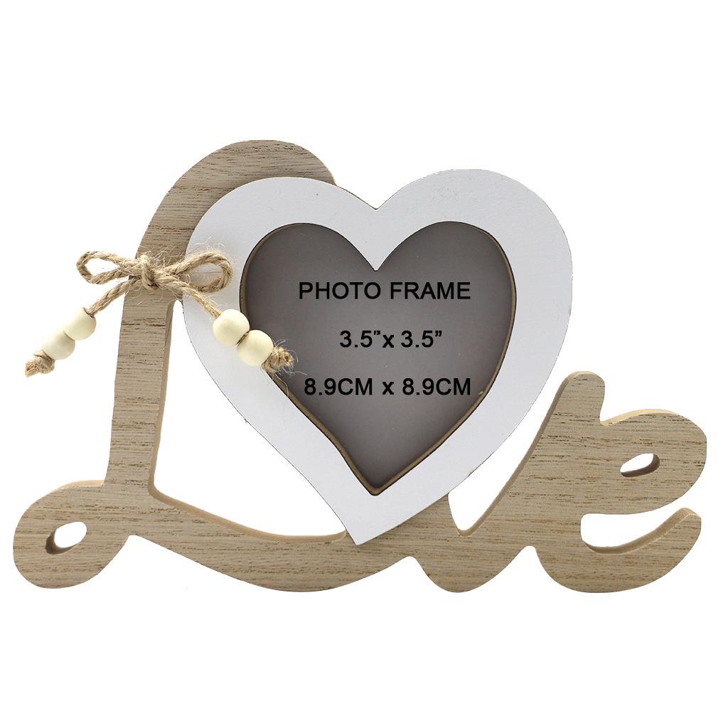 1PC Wooden Love Photo Frame Crafts for Wedding Love Photo Father's Day Papa Picture Frame English Letter Photo Frame Table Decor