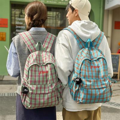 Plaid Print Schoolbag Women's Lightweight Backpack