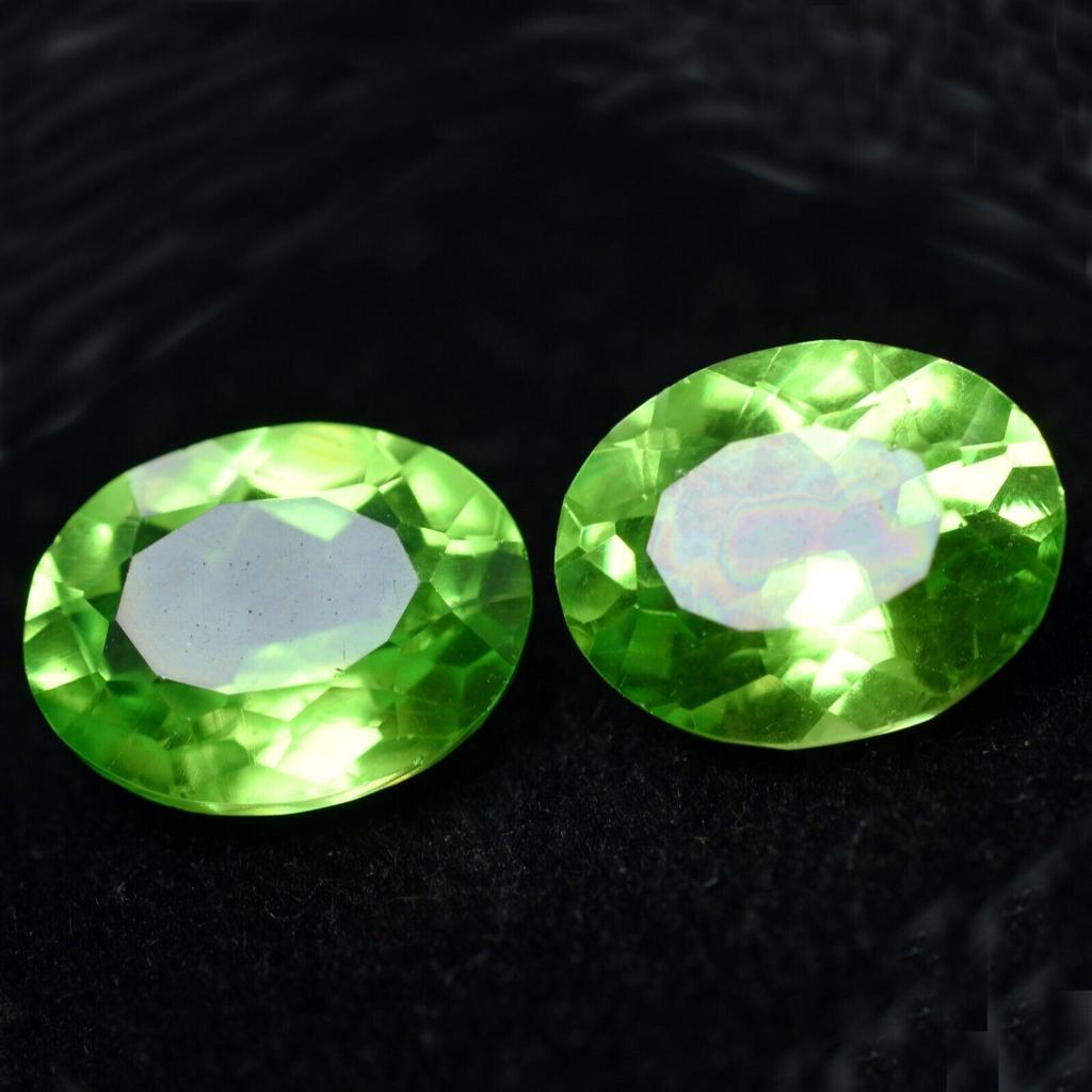 Pair Of Natural Green Peridot 18.56 Ct Oval Shape Loose Gemstones