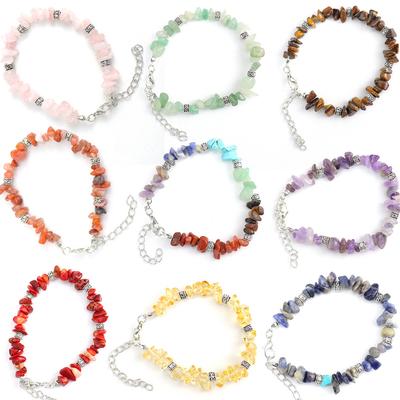 Handmade Beaded Natural Stone Crystal Gravel Alloy Bracelet Bracelet Bracelet Adjustable Multi-Color B28