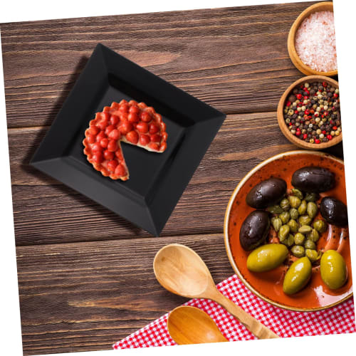 SEWOART Plastic Disposable Plates, 10-Pack, Black, for Camping, BBQs, Food Serving, Individual Trays, Dinner Parties, and Home Use (Styles Unspecified