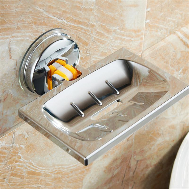 Bathroom Soap  Dish Box Storage Plate Tray Holder Supplies Suction Cup Drain Soap Dish