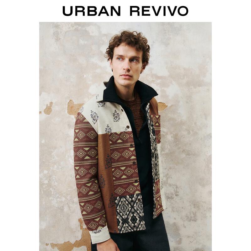 UR Men's 2025 Spring Color Block Jacquard Lapel Shirt