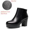 8cm 10cm Small Size 33-43 Thick Bottom Platform Shoes Ankle Boots with Fur 2025 Block High Heels Genuine Leather Boots Office