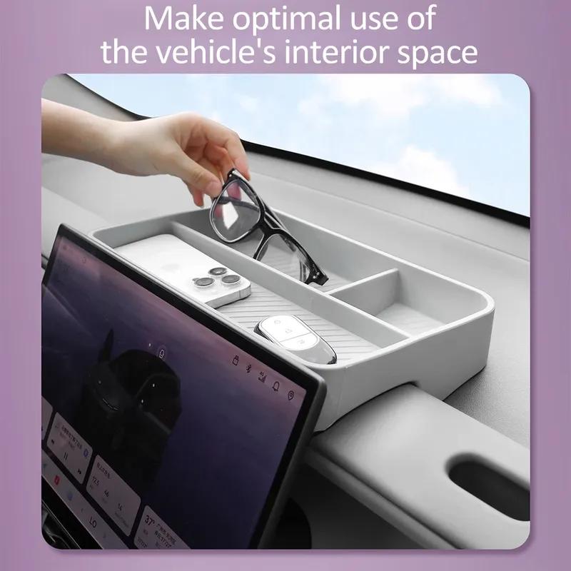 For Leapmotor B01 B10 Central Control Screen Dashboard Rear Silicone Storage Box Organizer Tray Car Interior Accessories