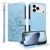 For iPhone 17 Pro Case RFID Blocking Imprinted Dog Pattern PU Leather Phone Cover with Wrist Strap