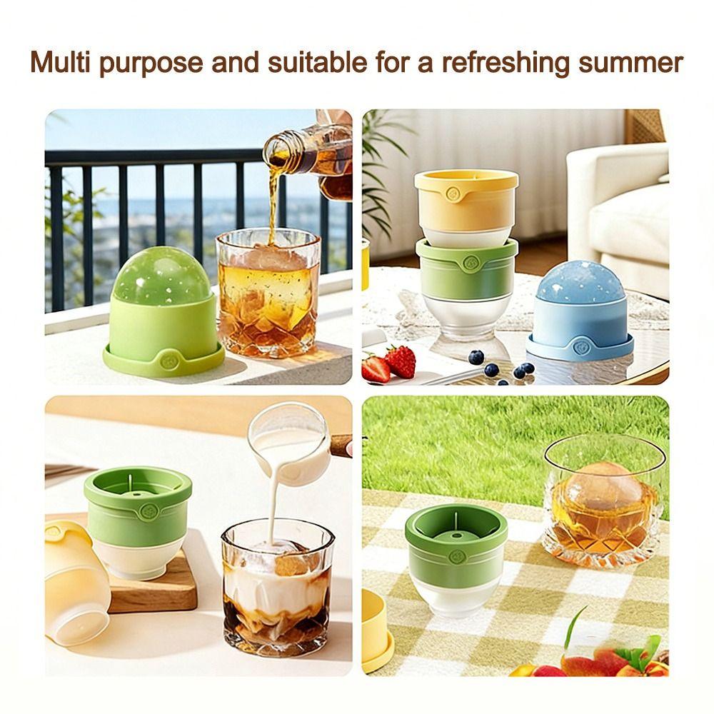 Portable Reusable Ice Ball Mold Silicone Spherical Ice Bucket With Lid Ice Cube Mold For DIY Ice Cream
