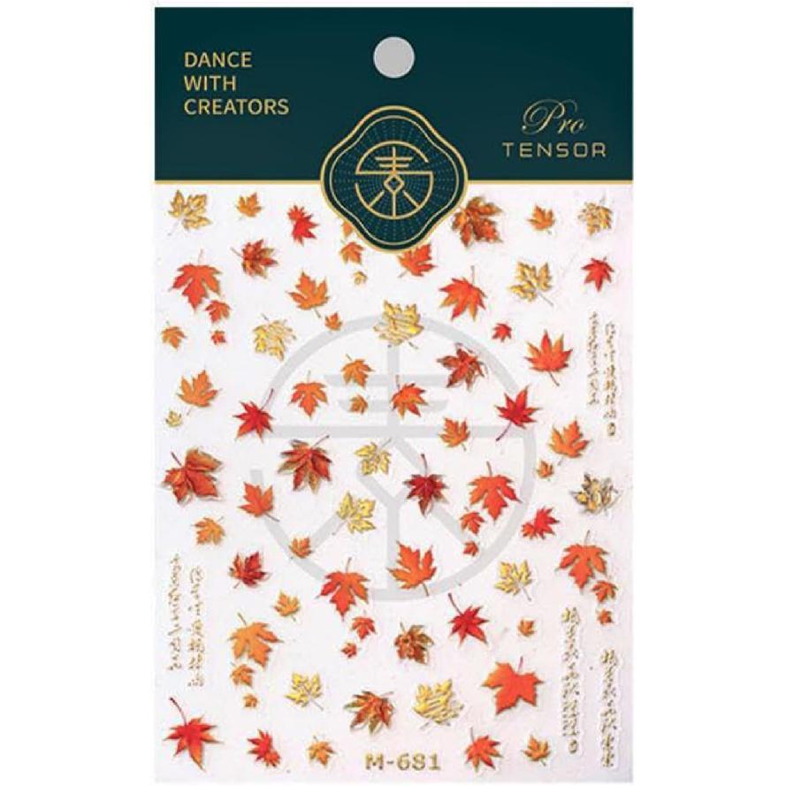 Maple Leaf Nail Stickers 5D Embossed Nail Decals Fall Design Nail Supplies Gold Leaf Stickers for Women Nails Decorations Thanksgiving Day Nails