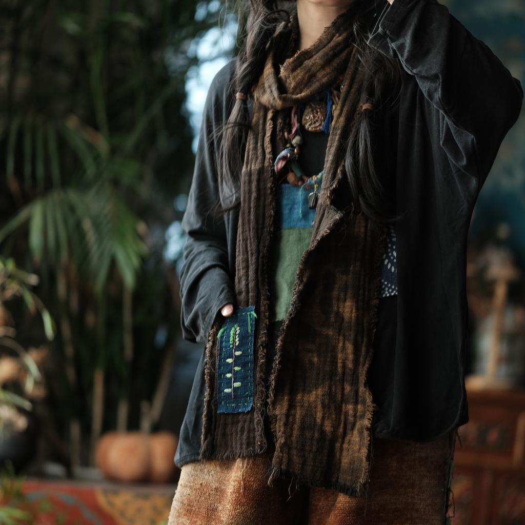 Johnature Women Vintage Scarf Patchwork Spring Chinese Style Scarf