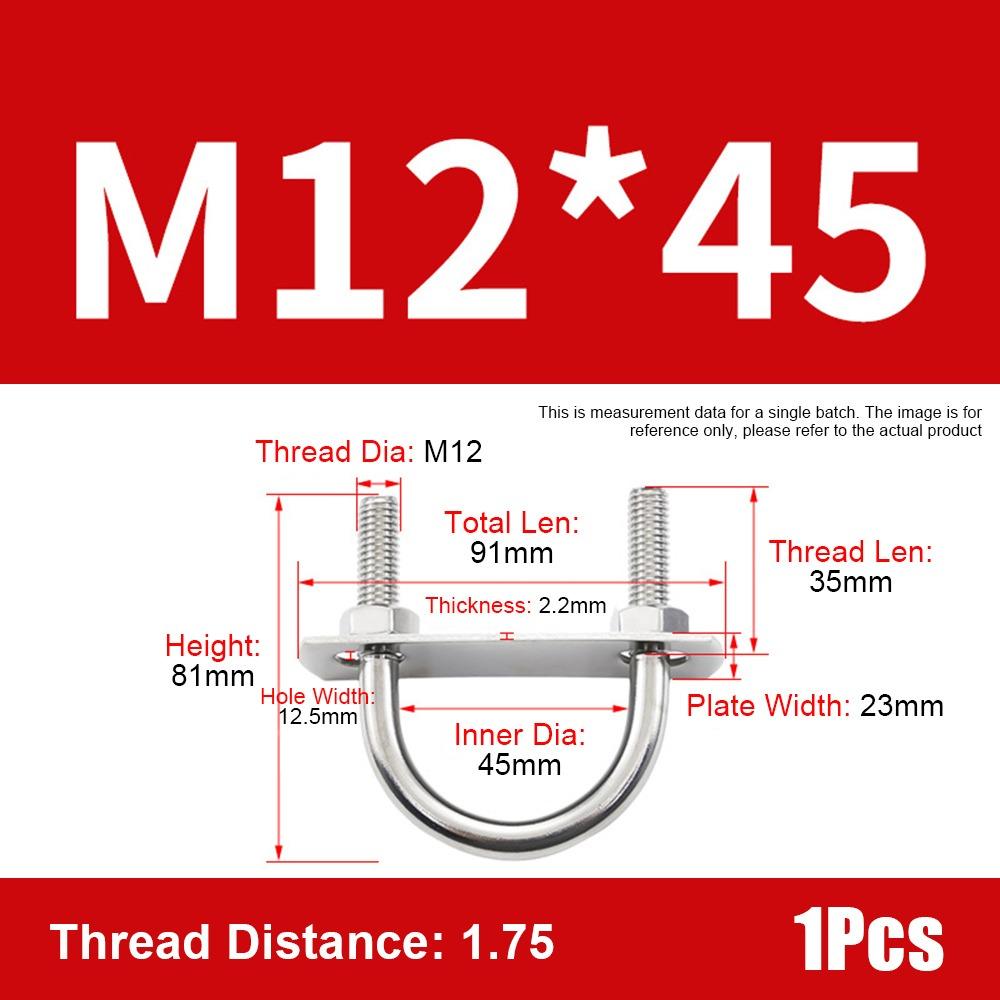 1Set 304 Stainless Steel Pipe U-clamp Screws Right Angle U-bolt Durable Round Bolt  for Round Tube