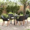 Garden Dining Set with Cushions 5 pcs Black Poly Rattan