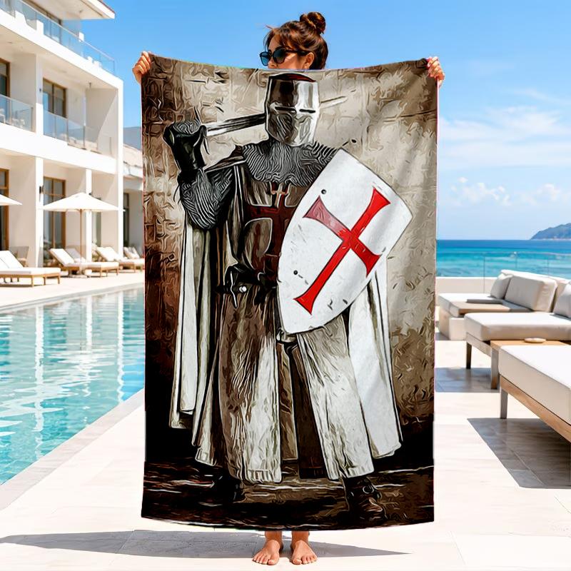 Knightly Valor And Patriotism Beach Towel, Microfiber Beach Towel, Perfect For Pool, Beach, Travel, Home Decor Beach Party Fan gifts