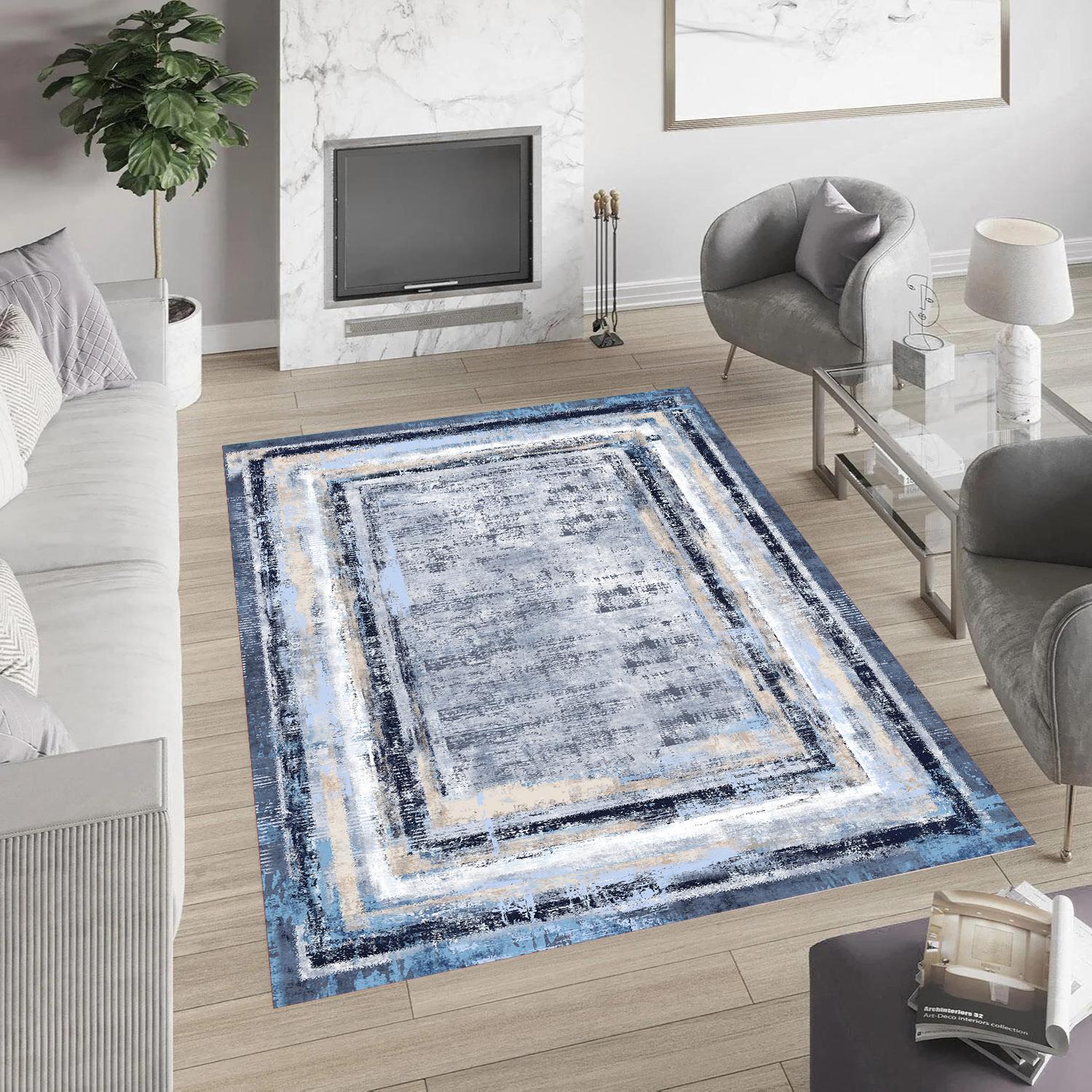 

Rovigo Home Washable Printed Carpet RV149-FNL454 50x80 синий
