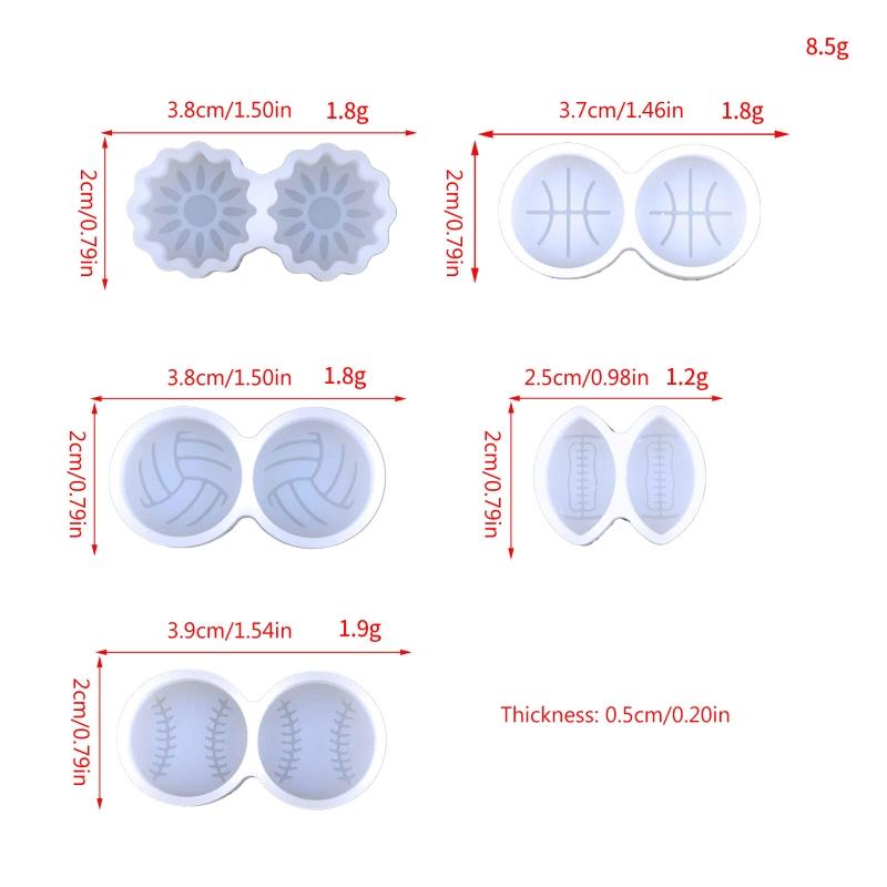 Rugby Baseball Sunflower Earring Silicone Mold Suitable for Epoxy Resin Diy Craft Pendant Stud Earrings Jewelry Making